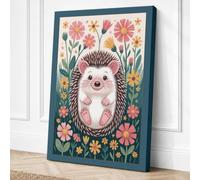 Hedgehog in Bloom Boho Canvas Wall Art Print 30x20 Inch (76 x 51 cm)