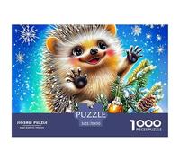 Hedgehog in Christmas Hat Holding Cookie Non Fading Material Fun Relaxing Activity, Perfect for Reducing Anxiety And Enjoying Calm Time 70x50cm/1000pcs