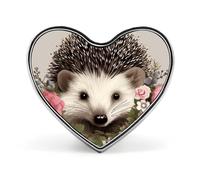 Hedgehog in Floral Wreath Lapel Pin Fashion Brooch Pin Cute Button Badges Round Button Pins Enamel Pins Metal Pins back for Hat Shirt Clothing Bags Decoration