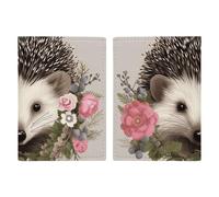 Hedgehog in Floral Wreath Leather Passport Holder Handmade Passport Cover with Card And Ticket Slot Easy Access Passport Case Passport Wallet Passport Holder for Women And Men, style, 20.3x13.8cm