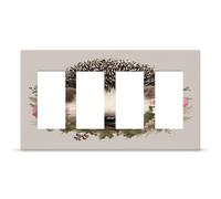Hedgehog in Floral Wreath Outlet Cover,4-Gang Wall Plate Hidden Screw Face Plate,Thermoplastic Faceplate Cover Decorator Receptacle Outlet Light Switch Cover Size 8.3"x 4.7"for House