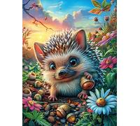 Hedgehog in Magical Forest 300 Pieces Set Classic Jigsaw Puzzle Accompany Fairy Tale Cute Couple Puzzle Partners Mind Relaxation Wall Decor Easter New Year Creativity & Gift Giving 300 PCS