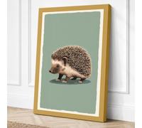 Hedgehog in Profile Botanical Canvas Wall Art Print 18x12 Inch (46 x 30 cm)