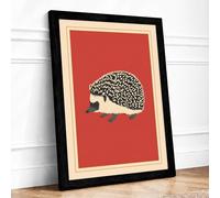 Hedgehog in Profile Botanical Framed Wall Art Print A1 Black