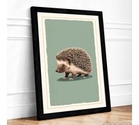 Hedgehog in Profile Botanical Framed Wall Art Print A1 Black