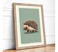 Hedgehog in Profile Botanical Framed Wall Art Print A1 Oak