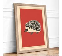 Hedgehog in Profile Botanical Framed Wall Art Print A2 (59.4×42cm) Oak, Wall Decor for Living Room, Bedroom, Office & Home, Ready to Hang, Art Gift