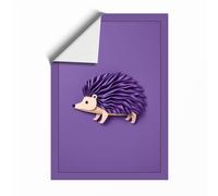 Hedgehog in Purple Minimalist Unframed Wall Art Print A1 (84.1×59.4cm), Wall Decor for Living Room, Bedroom, Office & Home, Art Gift