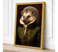 Hedgehog in Renaissance Gold Canvas Wall Art Print 24x16 Inch