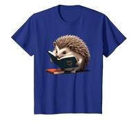 Hedgehog is Reading a Book, Reading Hedgehog T-Shirt, Youth, Royal Blue, X-Small