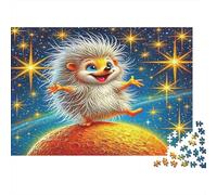 Hedgehog Jigsaw Puzzle 1000Pc for Adults Hedgehog on Planet with Sparkling Stars Impossible Educational Game | Great Gift Idea 70x50cm/1000pcs