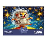 Hedgehog Jigsaw Puzzle Educational Game: Hedgehog on Planet with Sparkling Stars for Adults Teens Age 12 Years Up 70x50cm/1000pcs