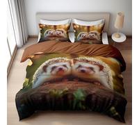 Hedgehog King Duvet Cover Set 3D Printed Cute Animals Bedding Set Ultra Soft Microfiber Quilt Cover 220x230 cm for Double Bed with 2 Pillowcases with Zipper AB.2921
