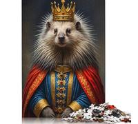 Hedgehog King Puzzle 500 Pieces Jigsaws Wooden Puzzles for Adults Jigsaw Puzzles for Adults Educational Game Challenge Toy 500pcs (52x38cm)
