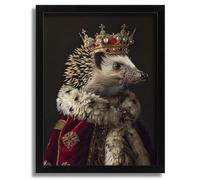 Hedgehog King Vintage Wall Print Painting Animal Wall Art King Hedgehog Picture Poster A5 - Wall Art Home Decor Movie Poster Canvas Film Cinema Retro Vintage Cult Classic Nostargic Saga Modern reprin