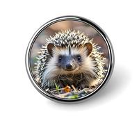 Hedgehog Lapel Pin Badge Round Metal Button Pin Personalized Novelty Pinback Button Badges Funny Recognition Enamel Pins Novelty Cute Cartoon Brooch Pin for Jacket Bag Coat