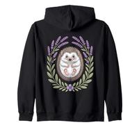 Hedgehog Lavender Wreath Cottagecore Pastel Nature Zip Hoodie