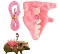 Hedgehog Leash and Harness Clothes Accessories, Adjustable Leash and Harness with Safe Bell, Dinosaur Shaped Outfit, Hamster Clothes For Ferret Hamster, Hedgehog Accessories, Guinea Pig Outfits (Pink)