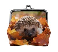 Hedgehog Leather Coin Purse for Women-Small Kiss Lock Wallet, Mini Card Holder for Keys Lipstick, Cute Change Purse for Travel
