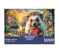 Hedgehog Love 1000 Piece Educational Game Decompression Puzzle -Hedgehog (heart Blooms) for Adults Wall Decoration And Gifts38x26cm/1000pcs