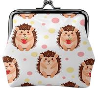 Hedgehog Love Pattern Buckle Leather Coin Purses Vintage Pouch Kiss Lock Change PurseWallets for Women Girls