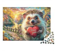 Hedgehog Love1000pc Cardboard Hedgehog Heart Jigsaw Puzzle for Adults Hard Difficult Challenge Office Break Stress Relief Home Decoration 38x26cm/1000pcs