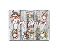 Hedgehog Metal Sign Gift - Hedgehog Meeting Place - Family Fun Home Garden Animal Novelty Aluminium Present