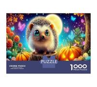 Hedgehog Moonlight 1000 Piece Pumpkins Sturdy Cardboard Classic Jigsaw Puzzle Adults Kids Hard Difficult Challenging Decompression Wall Decor Gift Idea 70x50cm/1000pcs
