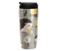 Hedgehog Mushroom Coffee Mug Double Wall Travel Tumbler with Lid Tea Cup for Hot/Ice Drinks 350ml