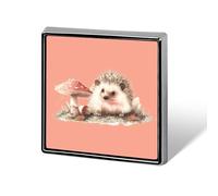 Hedgehog Mushroom Fasion Badge Pin Brooch Button Square Shaped Decor for Hat Backpacks 0.7 Inch