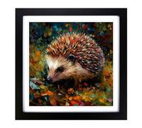 Hedgehog Neo Impressionism Framed Wall Art Print 18x18 Inch Black
