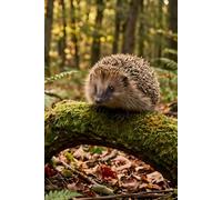 Hedgehog on Mossy Log Peaceful Forest Scene Journal: a LINED notebook for self-expression