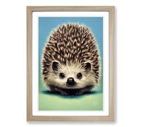 Hedgehog Painting Vol.4 Framed Print | A2 Oak Framed Wall Art | Ready to Hang | Modern Historical Picture | Living Room Bedroom Lounge Office