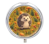 Hedgehog Pill Box, 3 Compartment Small Pill Case Waterproof Travel Pill Organizer for Pocket Or Purse Portable Mini Medicine Tablet Vitamin Holder Pill Case