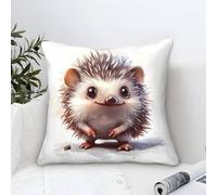Hedgehog Pillow Cases Modern Art Decorative,Cute Pet Art Pattern Square Cushion Covers Soft Polyester Throw Pillow Cover for Living Room Sofa Outdoor Pillowcases 45x45cm