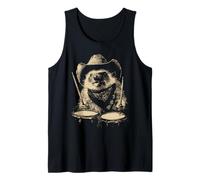 Hedgehog Playing Drums Funny Cowboy Animal Western Drummer Tank Top