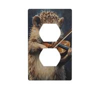 Hedgehog Playing The Violin Outlet Cover Light Switch Cover Decorative 1 Gang Wall Plate for Kitchen Room Bathroom Size 7x11.4cm