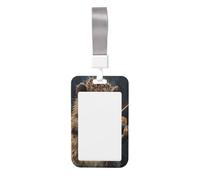 Hedgehog Playing The Violin Sliding Id Badge Holder Hard Plastic Work Card Case Name Tag Protector for Nurses Office