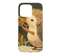 Hedgehog Playing Trumpet Music Sheet Animal Lover Case for iPhone 15 Pro Max