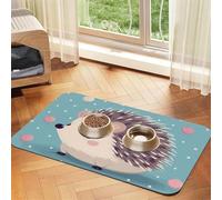 Hedgehog Polkadot Pet Feeding Mat 40x60cm, Absorbent Dog Mat for Food and Water Bowl, PU Leather Cat Food Mat Waterproof Dog Bowl Mats Quick Dry Pet Placemats-No Stains