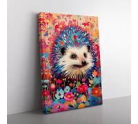 Hedgehog Pop Art Canvas Print for Living Room Bedroom Home Office Décor, Wall Art Picture Ready to Hang, 76x50 cm (30x20 Inch)