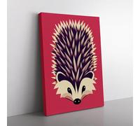 Hedgehog Pop Art Canvas Wall Art Print Ready to Hang, Framed Picture for Living Room Bedroom Home Office Décor, 76x50 cm (30x20 Inch)