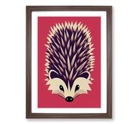 Hedgehog Pop Art Framed Wall Art Print, Ready to Hang Picture for Living Room Bedroom Home Office, Walnut A2 (48 x 66 cm)