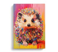 Hedgehog Pop Art No.2 Canvas Print for Living Room Bedroom Home Office Décor, Wall Art Picture Ready to Hang, 30x20 Inch (76x50 cm)