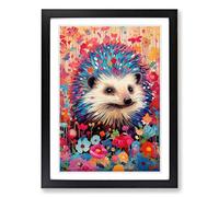 Hedgehog Pop Framed Wall Art Print, Ready to Hang Picture for Living Room Bedroom Home Office, Black A2 (48 x 66 cm)