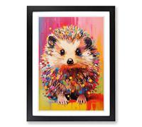 Hedgehog Pop No.2 Framed Print | A2 Black Framed Wall Art | Ready to Hang | Modern Nature Picture | Living Room Bedroom Lounge Office
