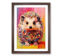 Hedgehog Pop No.2 Framed Wall Art Print, Ready to Hang Picture for Living Room Bedroom Home Office, Walnut A2 (48 x 66 cm)