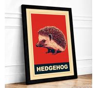 Hedgehog Poster Vintage Framed Wall Art Print A1 Black