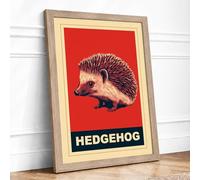 Hedgehog Poster Vintage Framed Wall Art Print A1 Oak