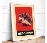 Hedgehog Poster Vintage Framed Wall Art Print A1 White